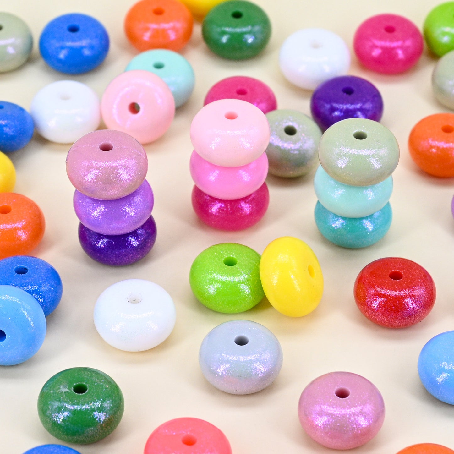 14mm Silicone Shiny Opal Abacus Bead Silicone Spacer
