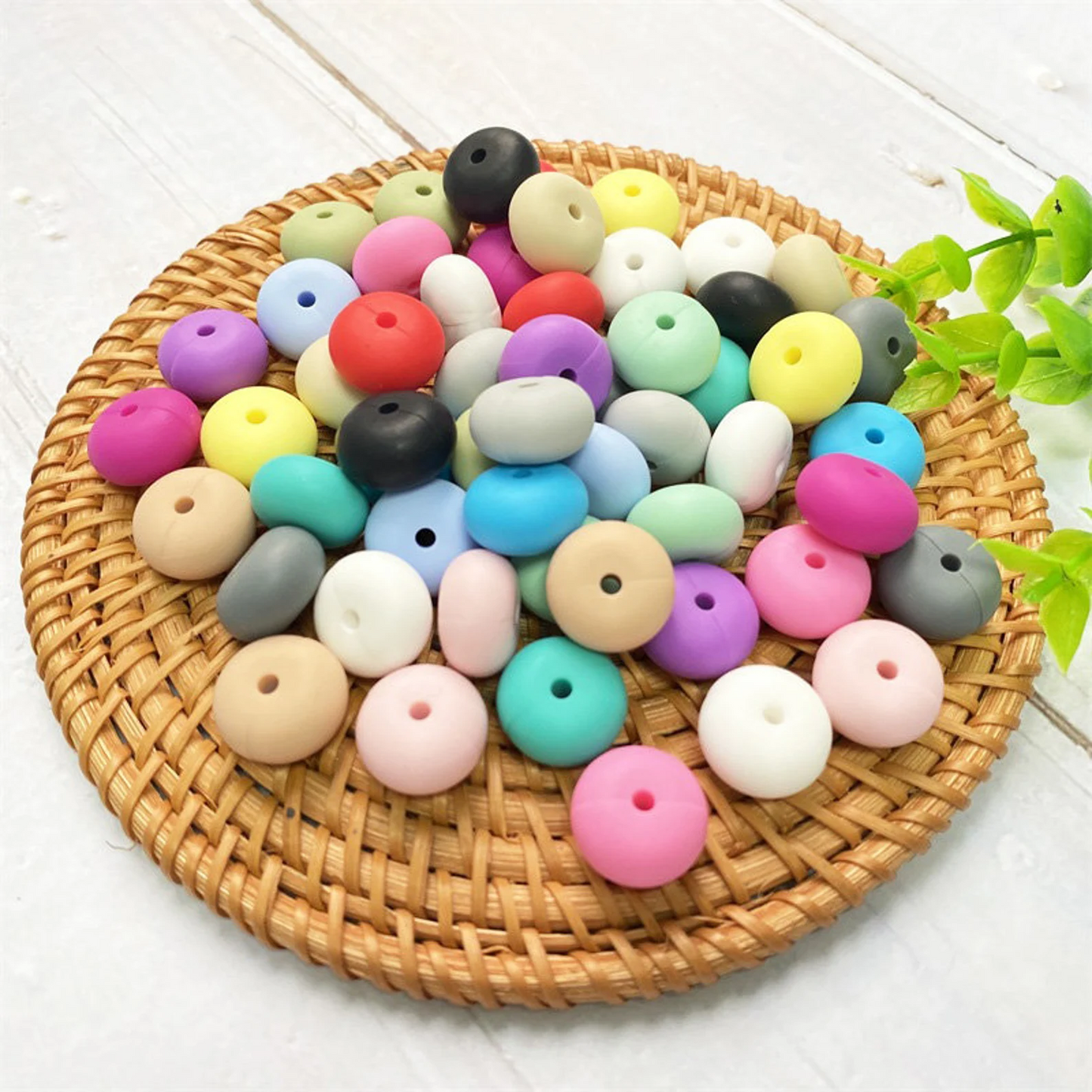 14mm Silicone Abacus Bead, Loose Silicone Beads, DIY Craft Necklace, Saucer Silicone Beads, Abacus Beads, Bulk Silicone Beads