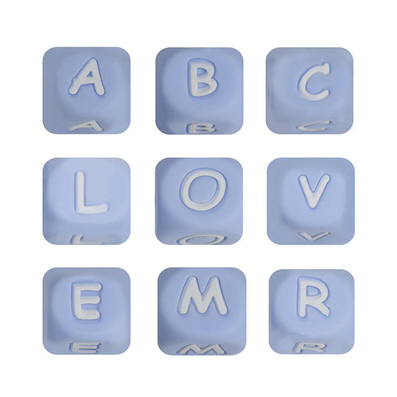 26pcs/pack 12mm Square Cube Letter Silicone Beads, Silicone Letters Beads, English Alphabet Letter Beads, Soft Loose Beads, Jewelry Craft Making