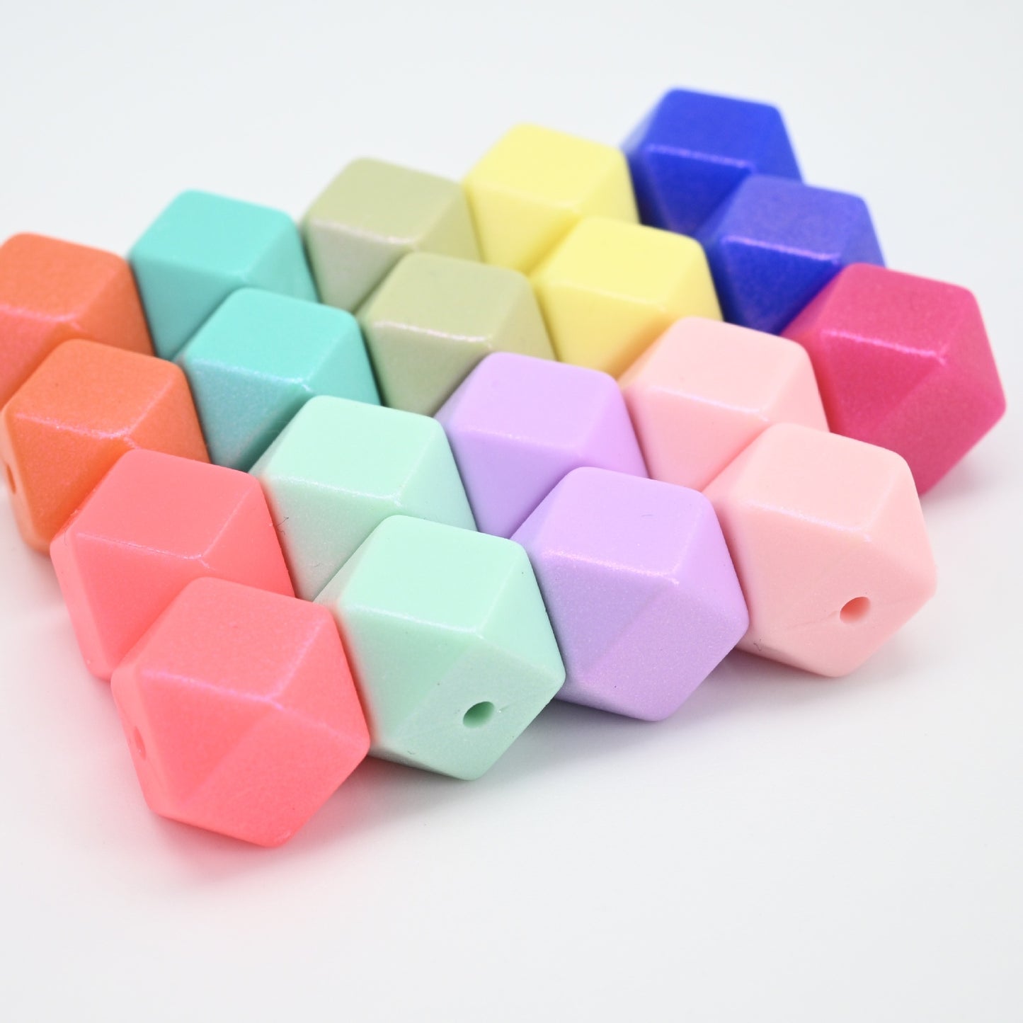 14mm Silicone Shiny Opal Hexagon Bead