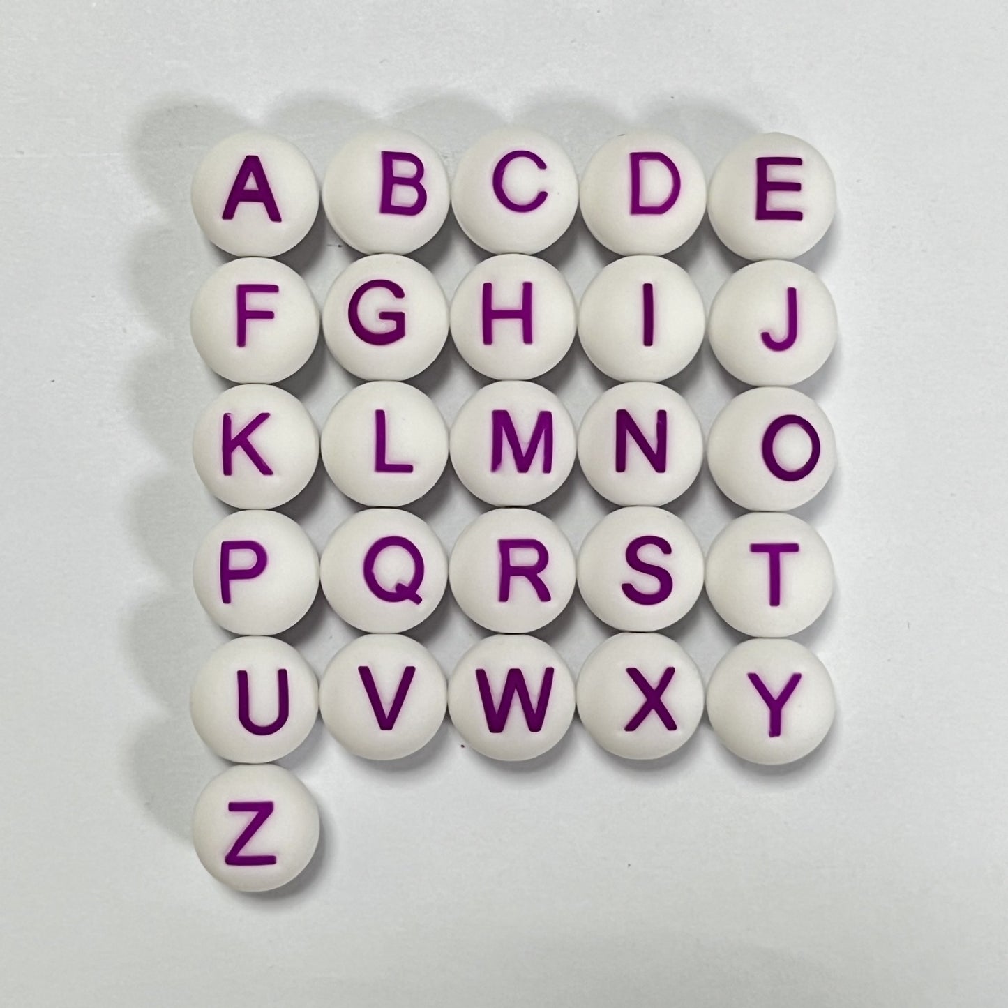 26pcs/pack Round Silicone Alphabet Letter Beads - DIY Keychain, Pen, Jewelry Making Beads