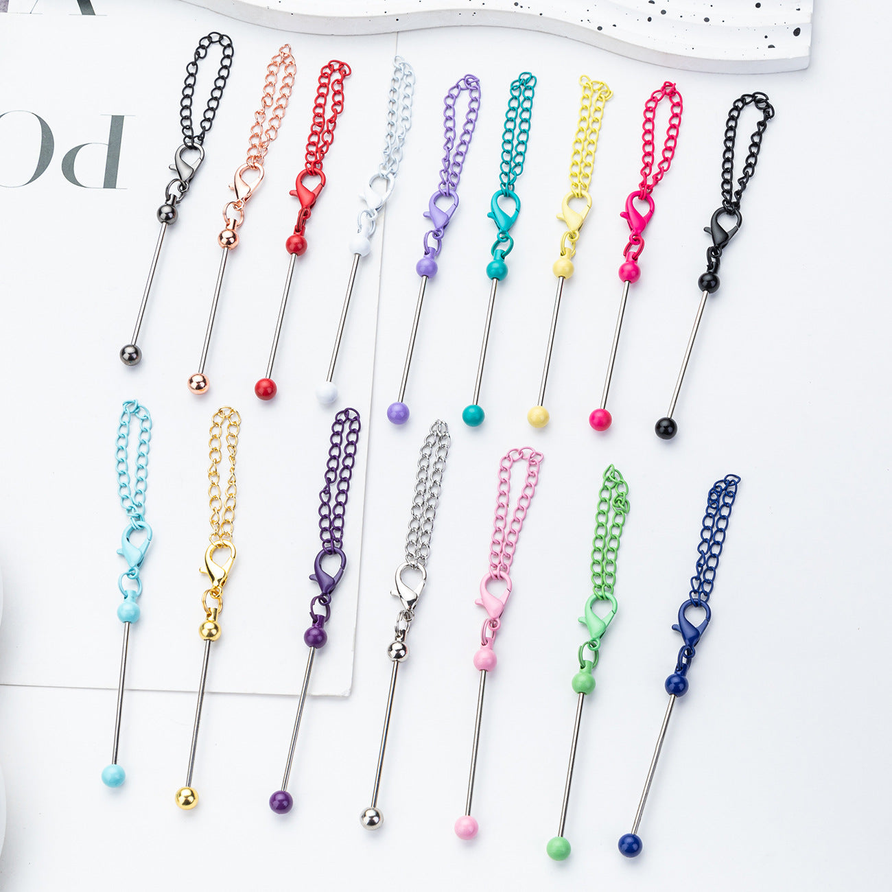 Beadable Bar Keychains,Metal Keychains, Bar keychain,Beadable Beaded Crafts, Plated Metal Keyrings and Swivel Clasps, DIY Keychains Crafting