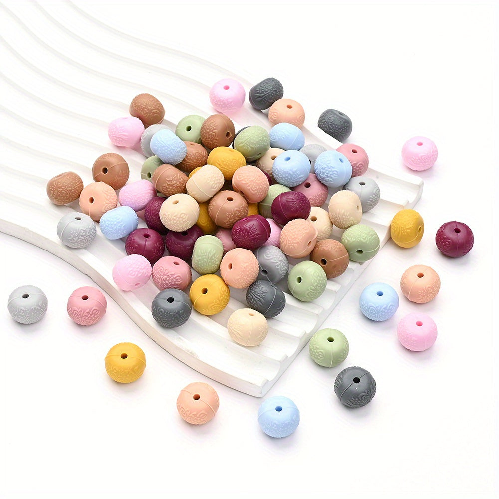 14mm Silicone Embossed Decorative Abacus Beads for DIY stuff beadable pen, DIY jewelry making, necklaces, bracelets, keychains, and handicraft materials