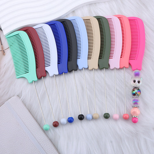 DIY Beadable Pointed-Tail Comb in Solid Color, 189MM Long