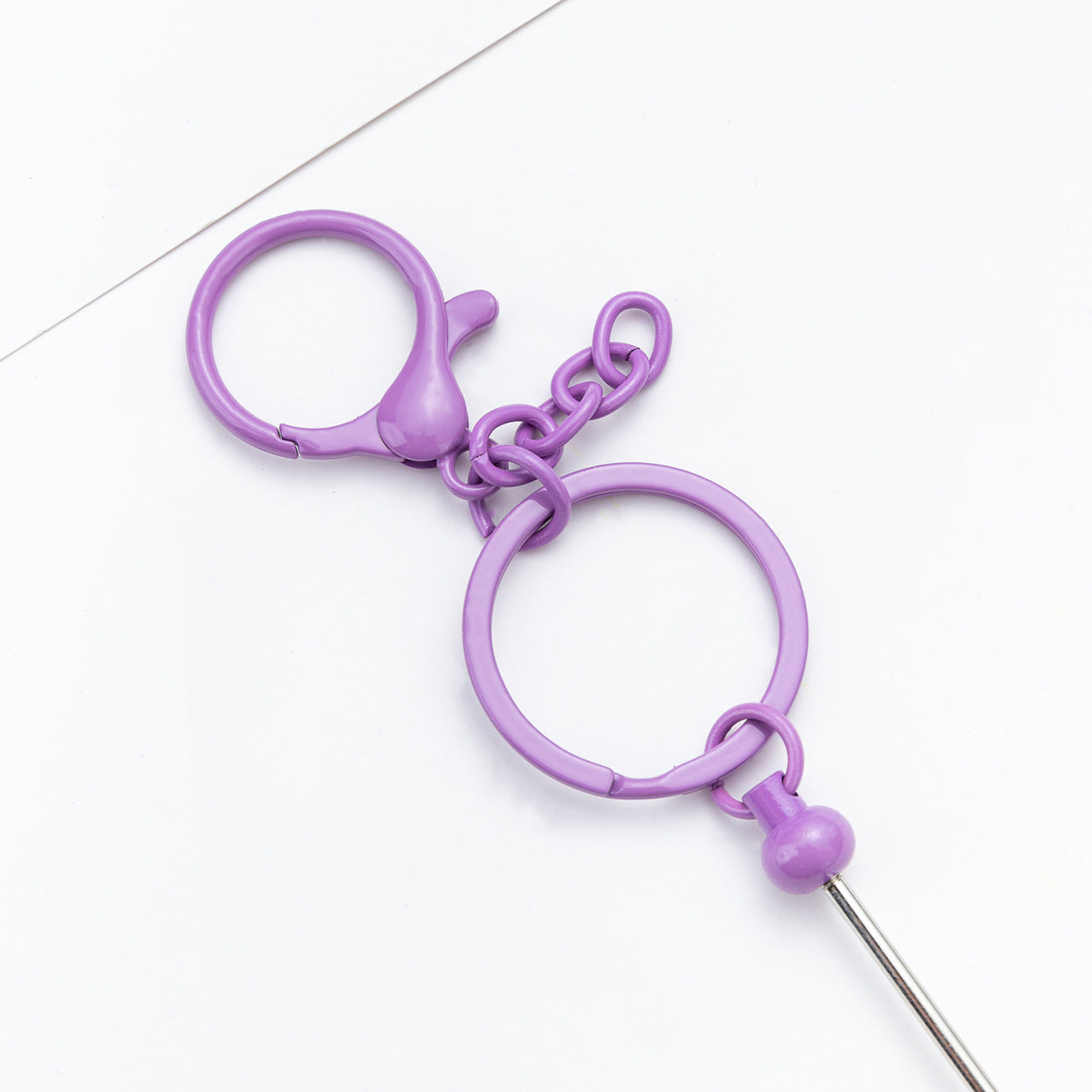 Beadable Bar Blank Keychains, Bar keychain,Beadable Metal Keychains,Beaded Crafts, Plated Metal Keyrings and Swivel Clasps, DIY Crafting
