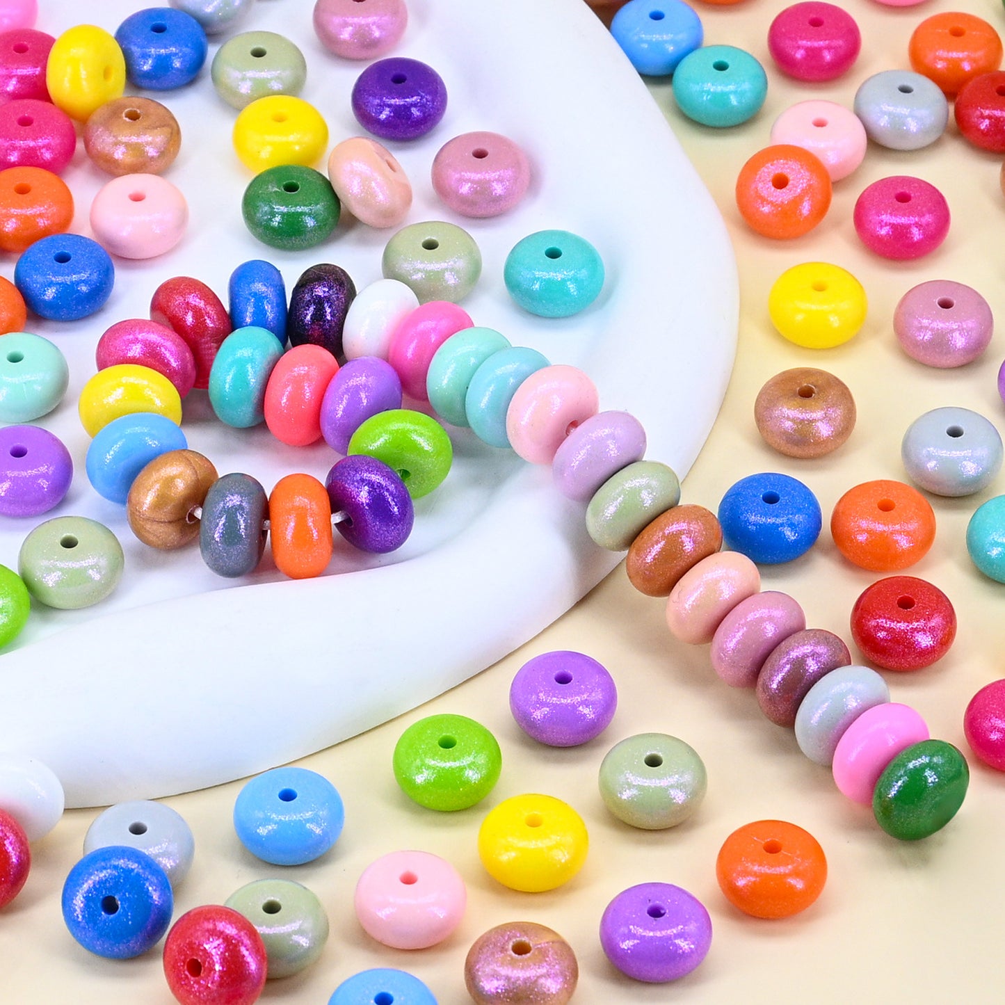 14mm Silicone Shiny Opal Abacus Bead Silicone Spacer