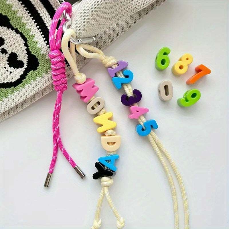 36pcs DIY Acrylic Alphabet & Number Beads with Hole for Stringing, 26 Letters & 10 Numbers (0-9), Vibrant Colors for Keychains, Shoe Charms, Bag Accessories, Phone Chains, String for Bracelet Making, Keychains, Creative Crafting, Lettered Bead Sets