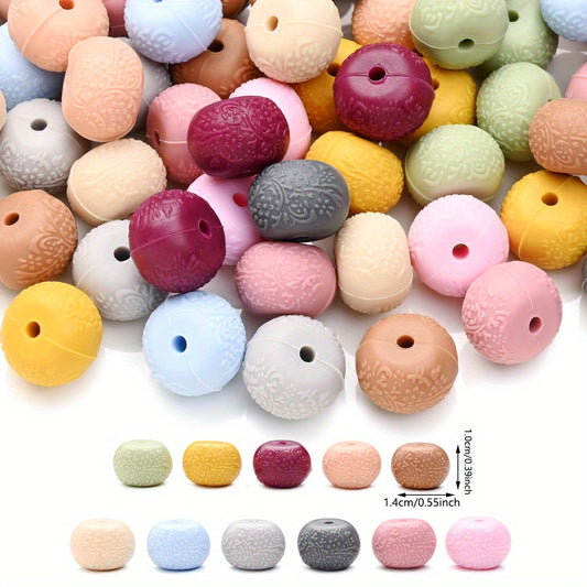 14mm Silicone Embossed Decorative Abacus Beads for DIY stuff beadable pen, DIY jewelry making, necklaces, bracelets, keychains, and handicraft materials