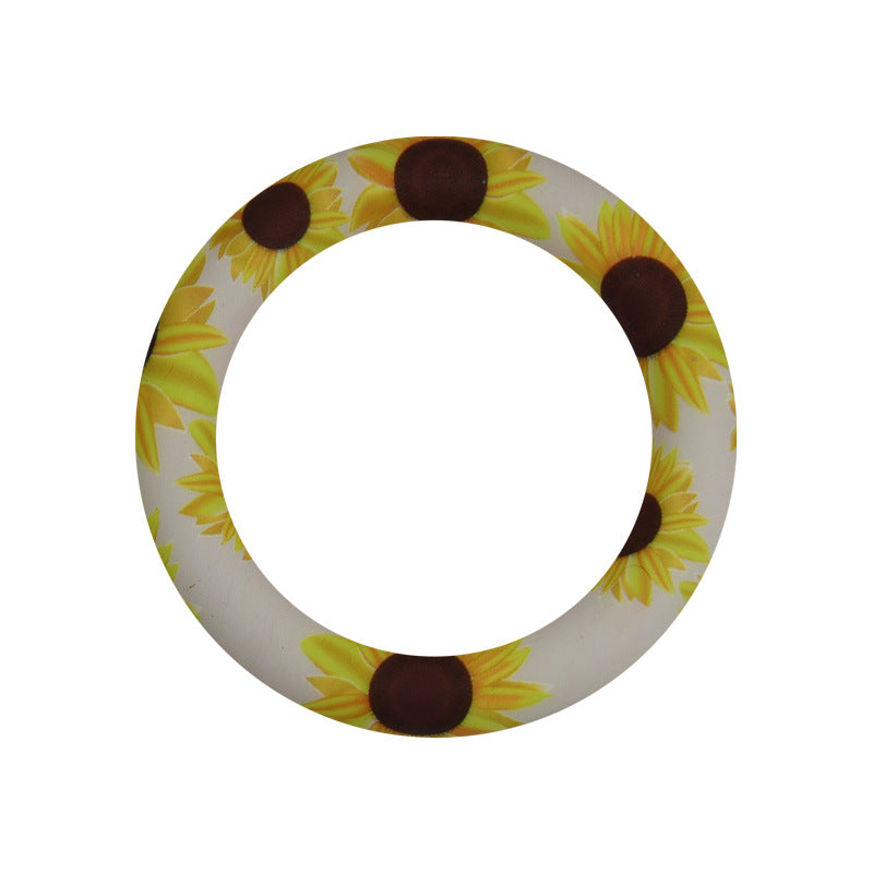 65mm Silicone Printed Ring, Round Silicone Solid Glitter Ring with 2 hole,Silicone beadable O rings,Silicone Loop for Car Hanging Charm Making