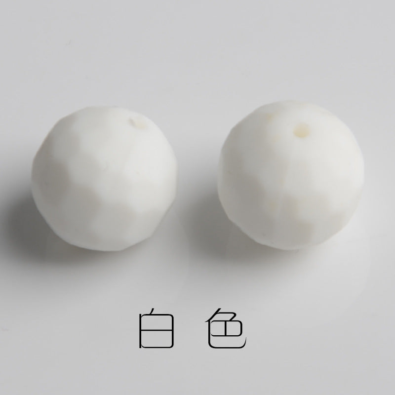 Faceted Round Shape 15mm Silicone Beads