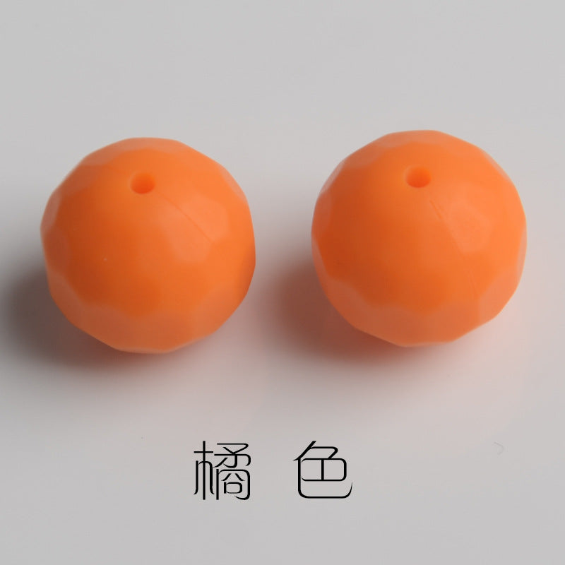 Faceted Round Shape 15mm Silicone Beads