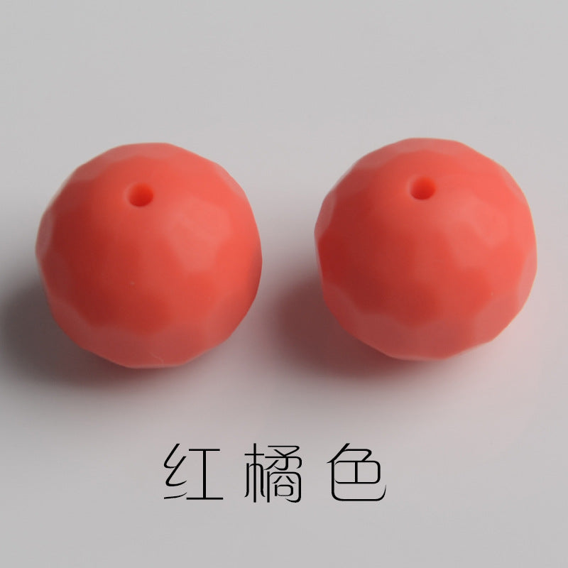 Faceted Round Shape 15mm Silicone Beads