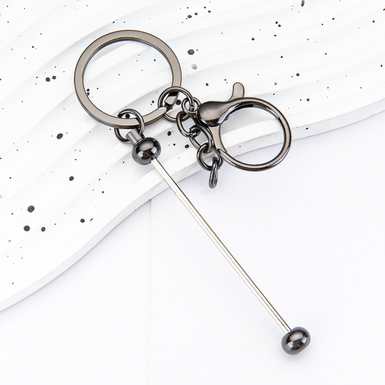 Beadable Bar Blank Keychains, Bar keychain,Beadable Metal Keychains,Beaded Crafts, Plated Metal Keyrings and Swivel Clasps, DIY Crafting