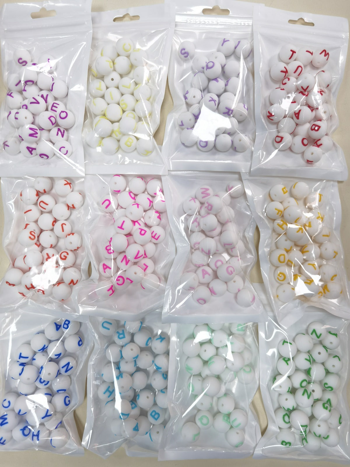26pcs/pack Round Silicone Alphabet Letter Beads - DIY Keychain, Pen, Jewelry Making Beads