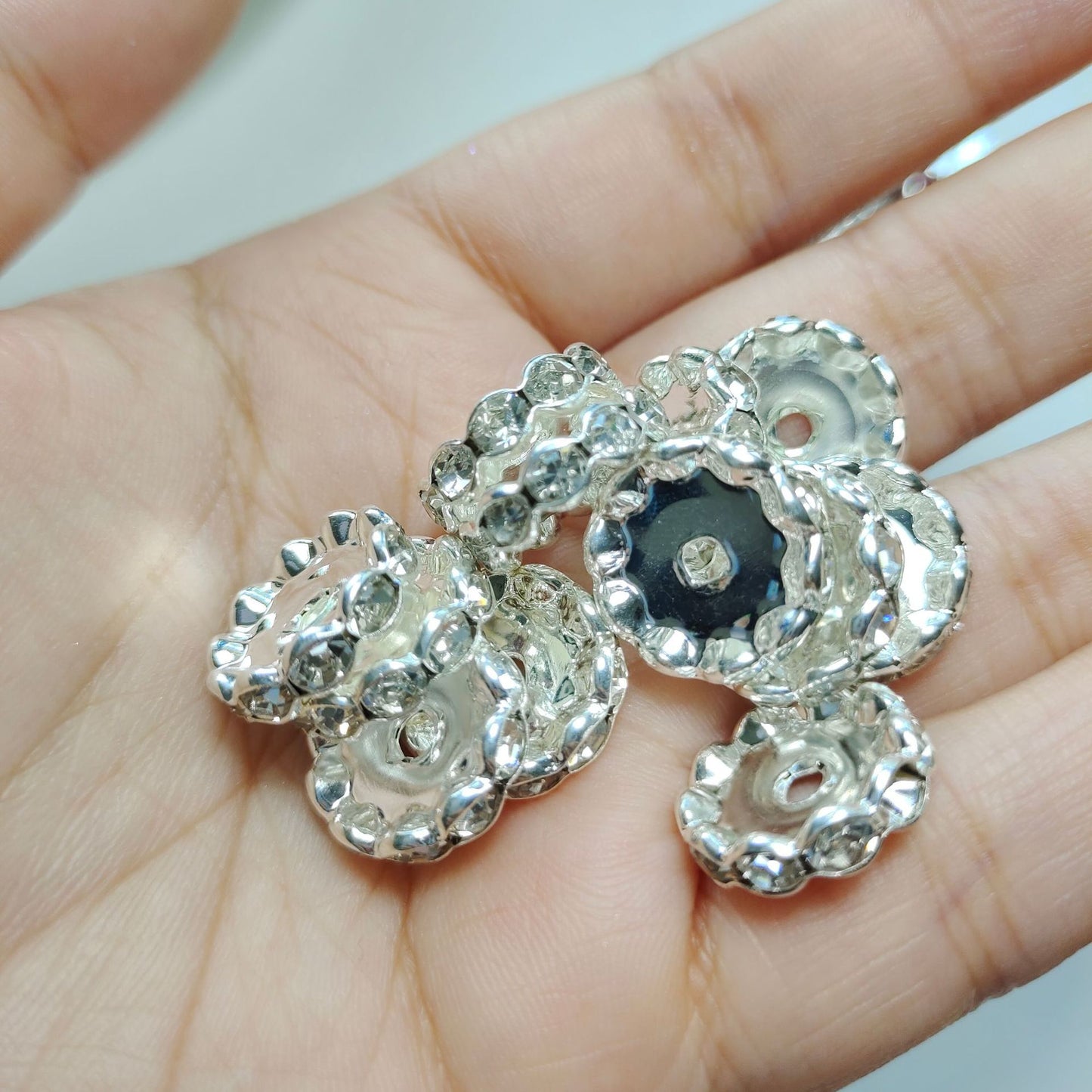 50Pcs/Lots 12mm & 15mm Wave Spacers Beads,Crystal Rhinestone Spacer,Rondelle Beads,Metal Beads,Mixed Color