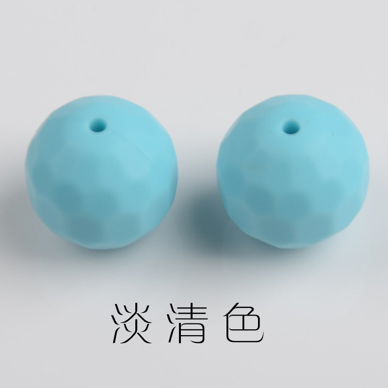 Faceted Round Shape 15mm Silicone Beads