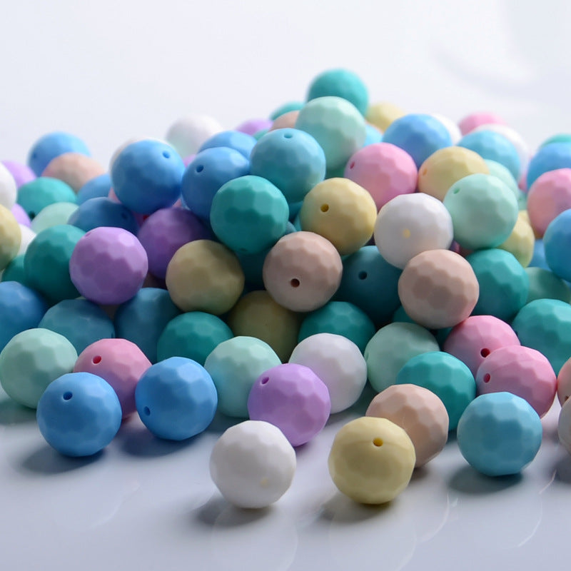 Faceted Round Shape 15mm Silicone Beads