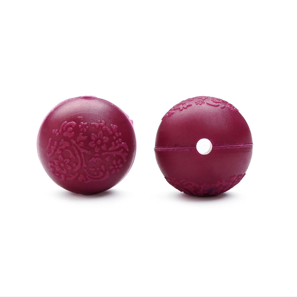 15mm Silicone Embossed Decorative Round Beads for DIY stuff beadable pen.Jewelry Making, Necklaces, Bracelets, Keychains, Handicraft Materials