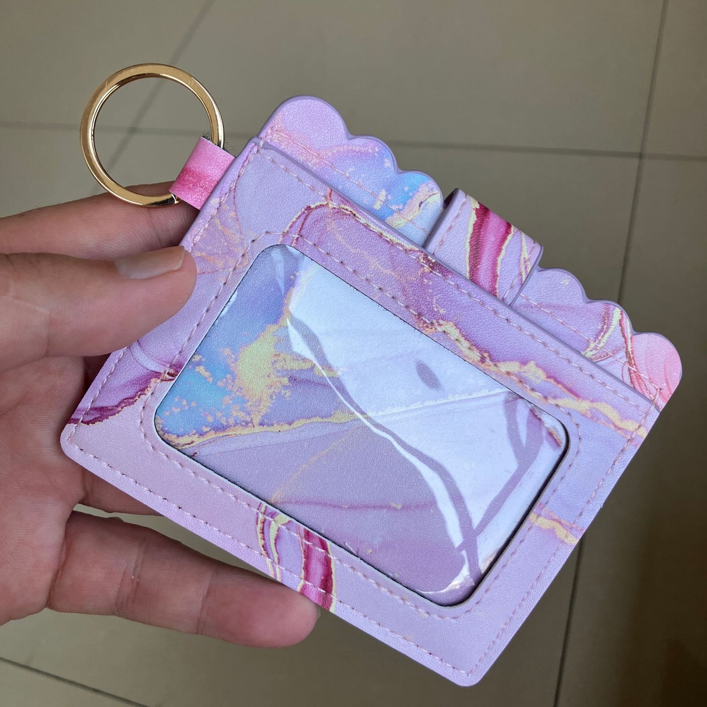 Leopard/Flower/butterfly Patterns Women Slim Credit Card Holder Mini Front Pocket Wallet Coin Purse Keychain