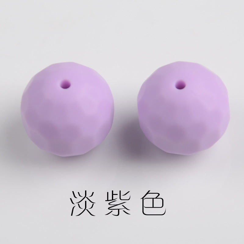 Faceted Round Shape 15mm Silicone Beads
