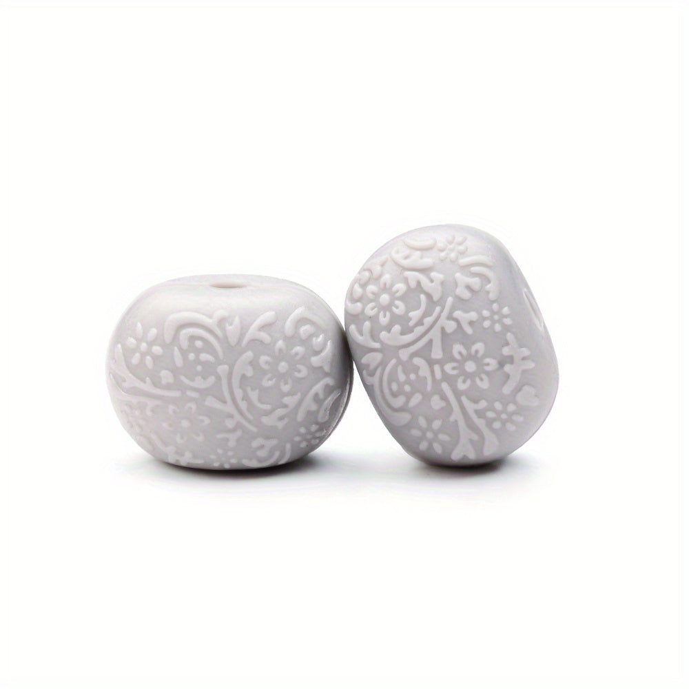 14mm Silicone Embossed Decorative Abacus Beads for DIY stuff beadable pen, DIY jewelry making, necklaces, bracelets, keychains, and handicraft materials