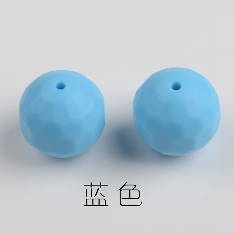 Faceted Round Shape 15mm Silicone Beads