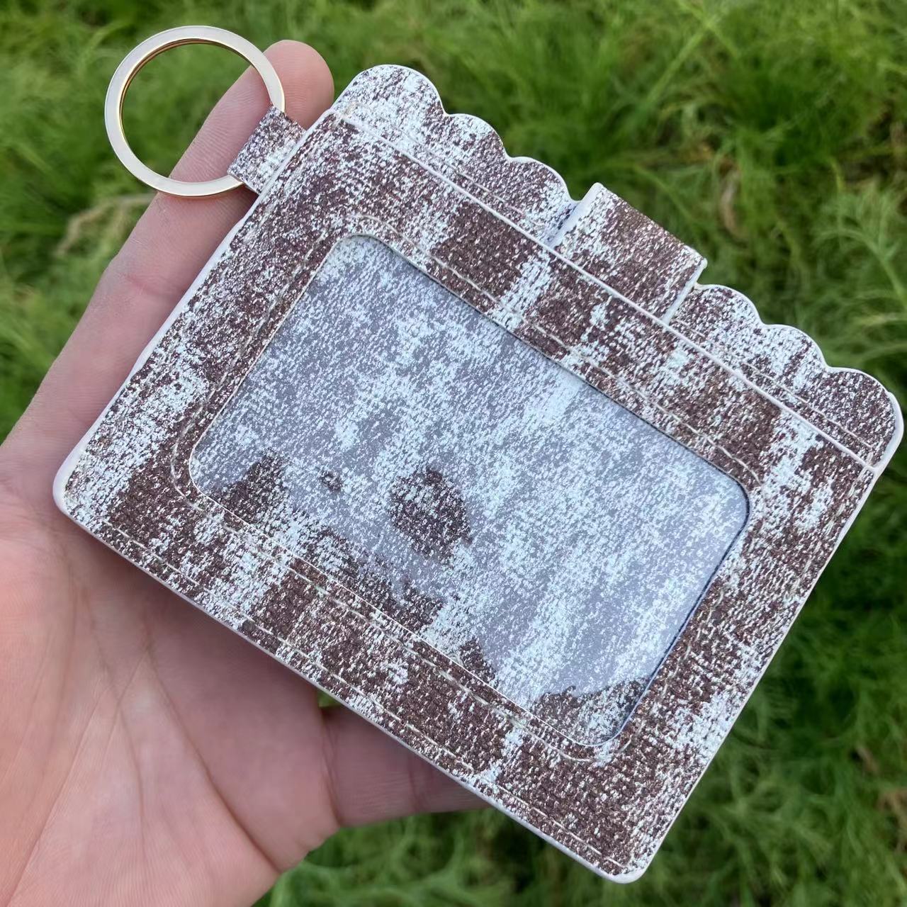 Leopard/Flower/butterfly Patterns Women Slim Credit Card Holder Mini Front Pocket Wallet Coin Purse Keychain