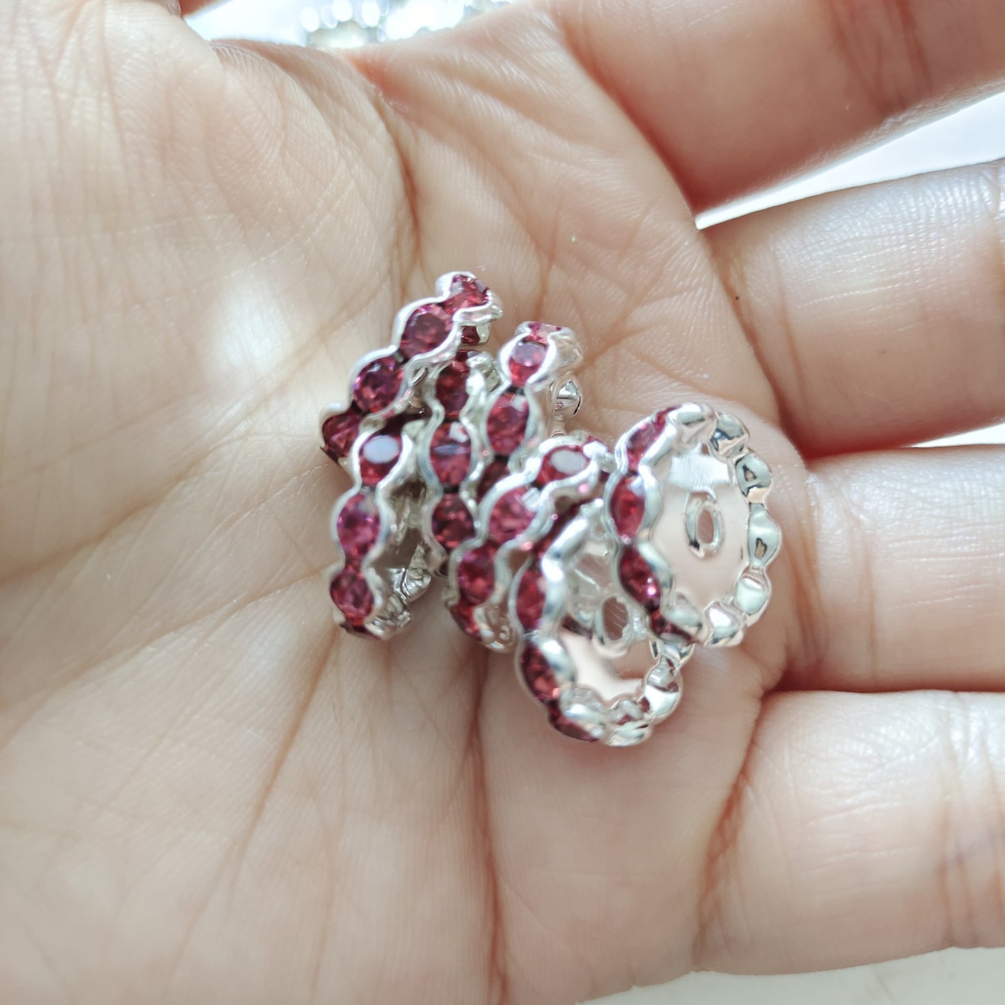 50Pcs/Lots 12mm & 15mm Wave Spacers Beads,Crystal Rhinestone Spacer,Rondelle Beads,Metal Beads,Mixed Color