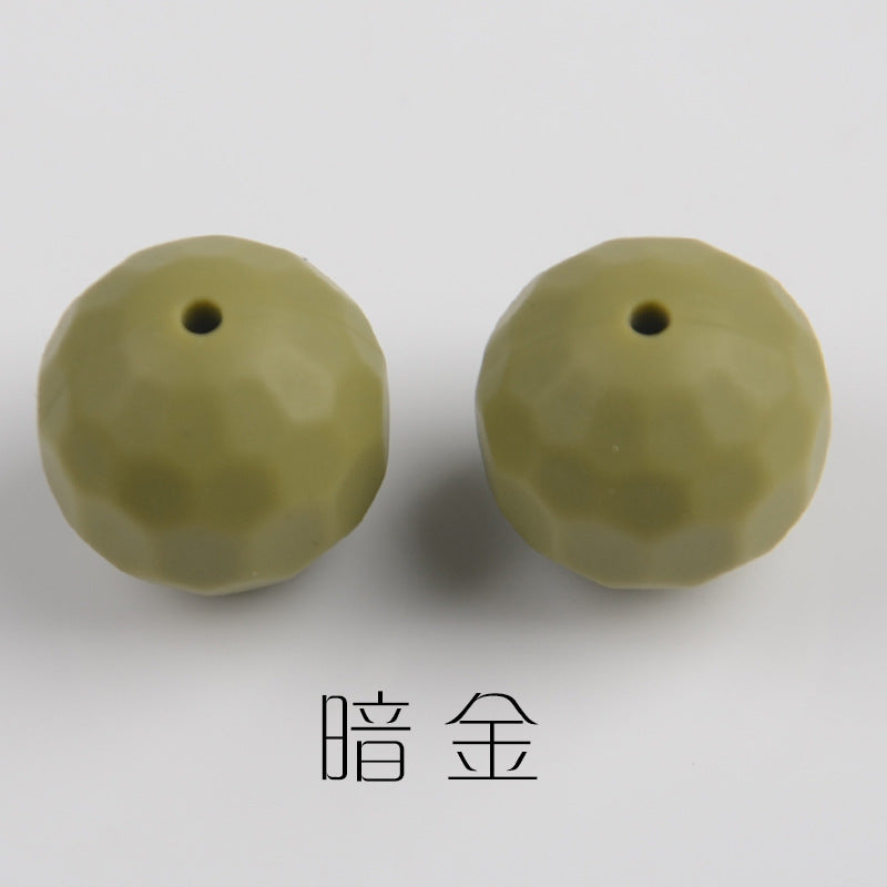 Faceted Round Shape 15mm Silicone Beads