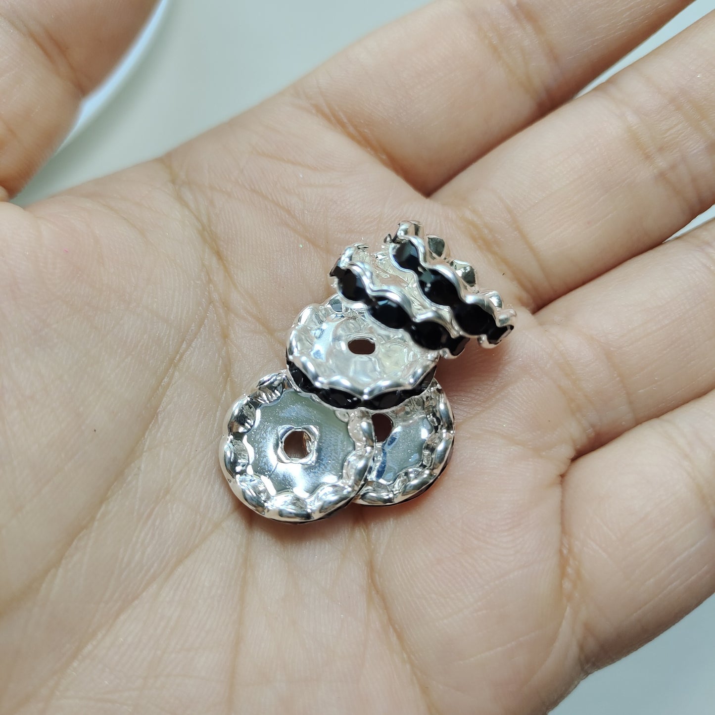 50Pcs/Lots 12mm & 15mm Wave Spacers Beads,Crystal Rhinestone Spacer,Rondelle Beads,Metal Beads,Mixed Color