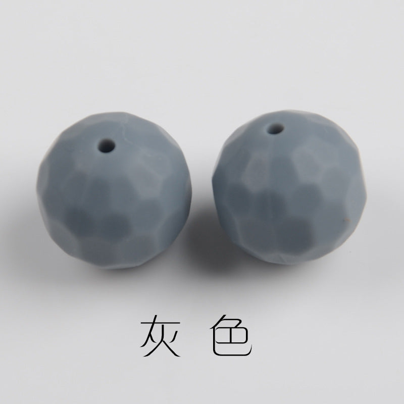 Faceted Round Shape 15mm Silicone Beads