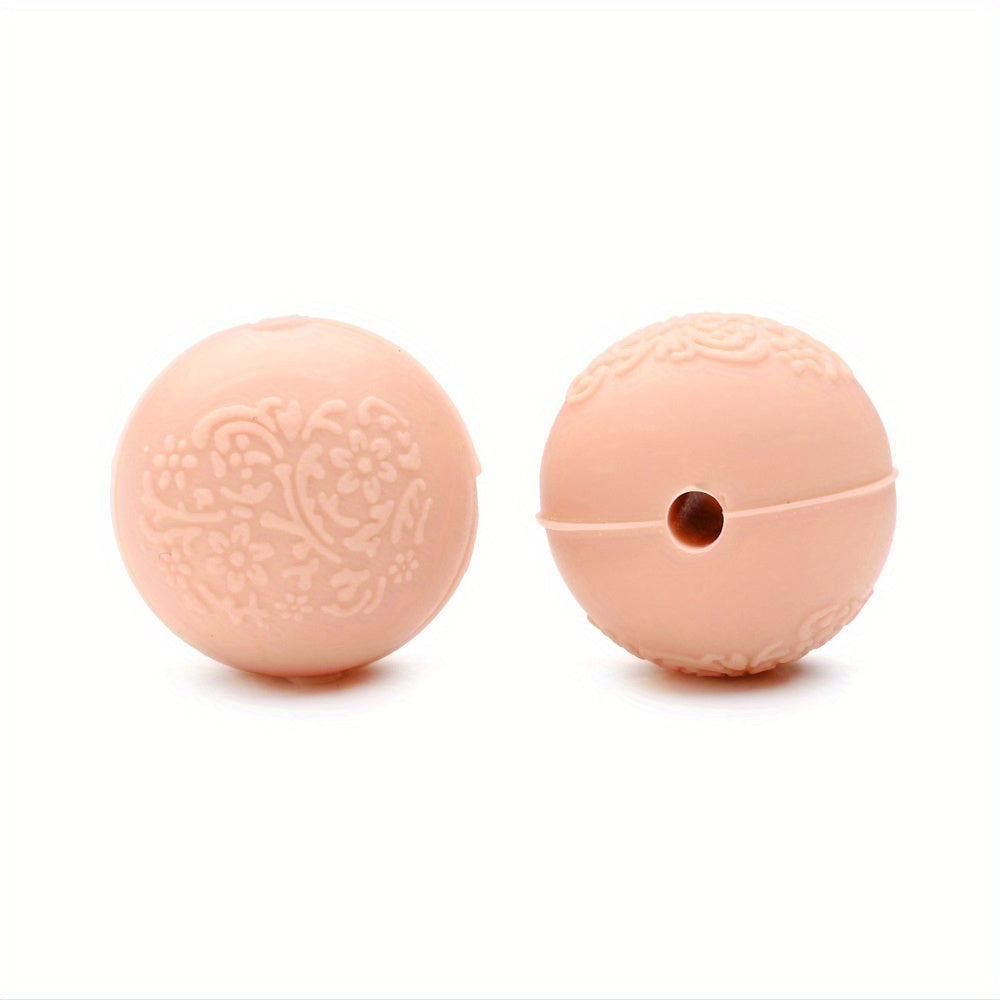 15mm Silicone Embossed Decorative Round Beads for DIY stuff beadable pen.Jewelry Making, Necklaces, Bracelets, Keychains, Handicraft Materials