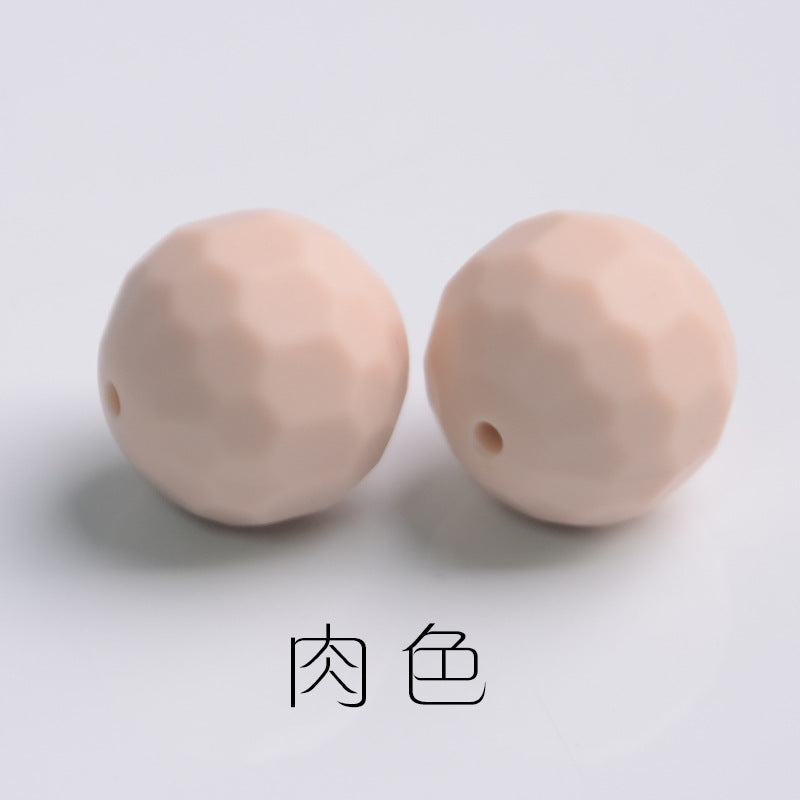 Faceted Round Shape 15mm Silicone Beads