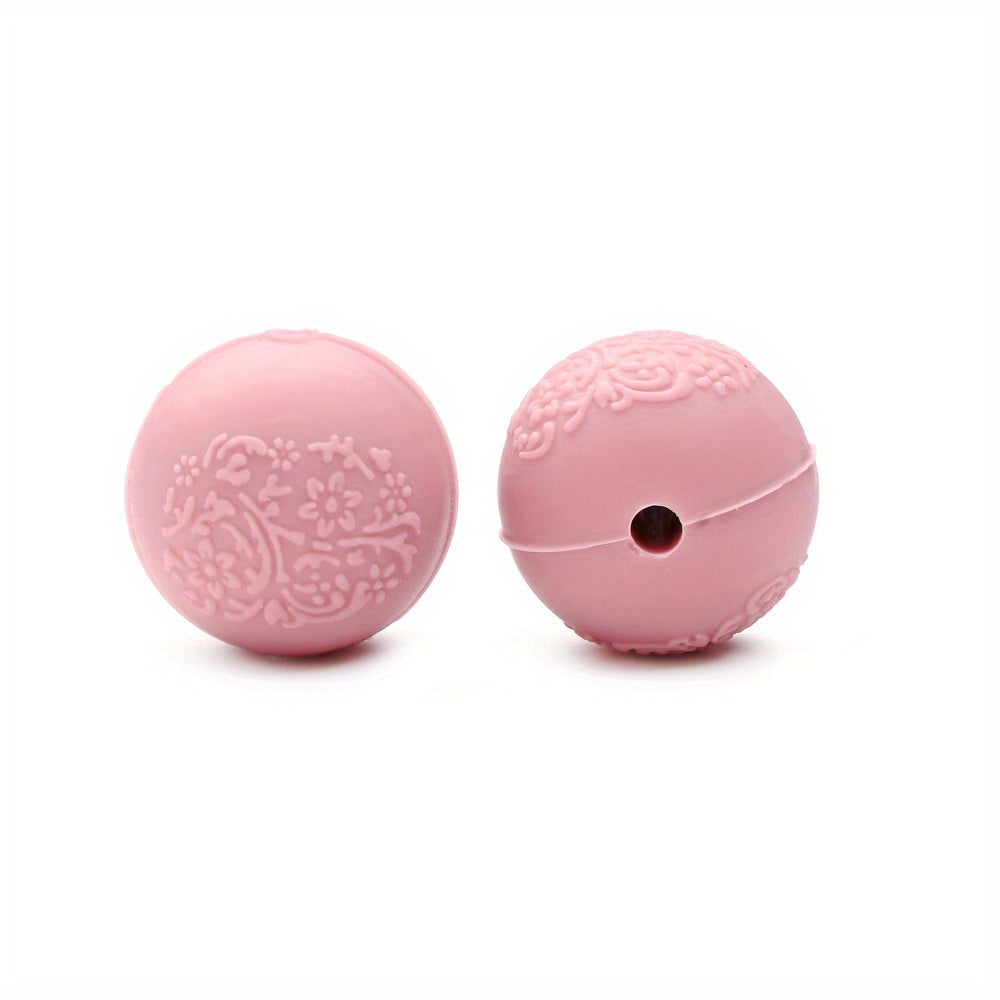 15mm Silicone Embossed Decorative Round Beads for DIY stuff beadable pen.Jewelry Making, Necklaces, Bracelets, Keychains, Handicraft Materials