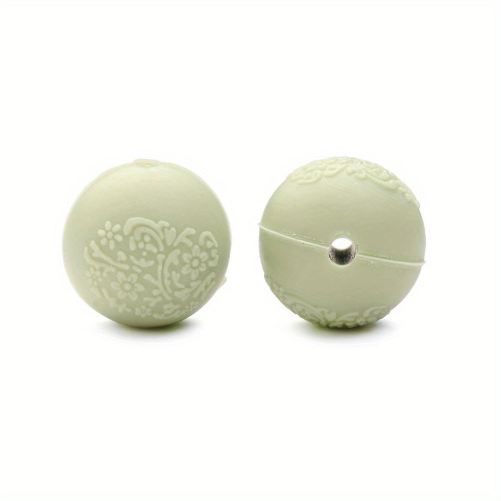 15mm Silicone Embossed Decorative Round Beads for DIY stuff beadable pen.Jewelry Making, Necklaces, Bracelets, Keychains, Handicraft Materials