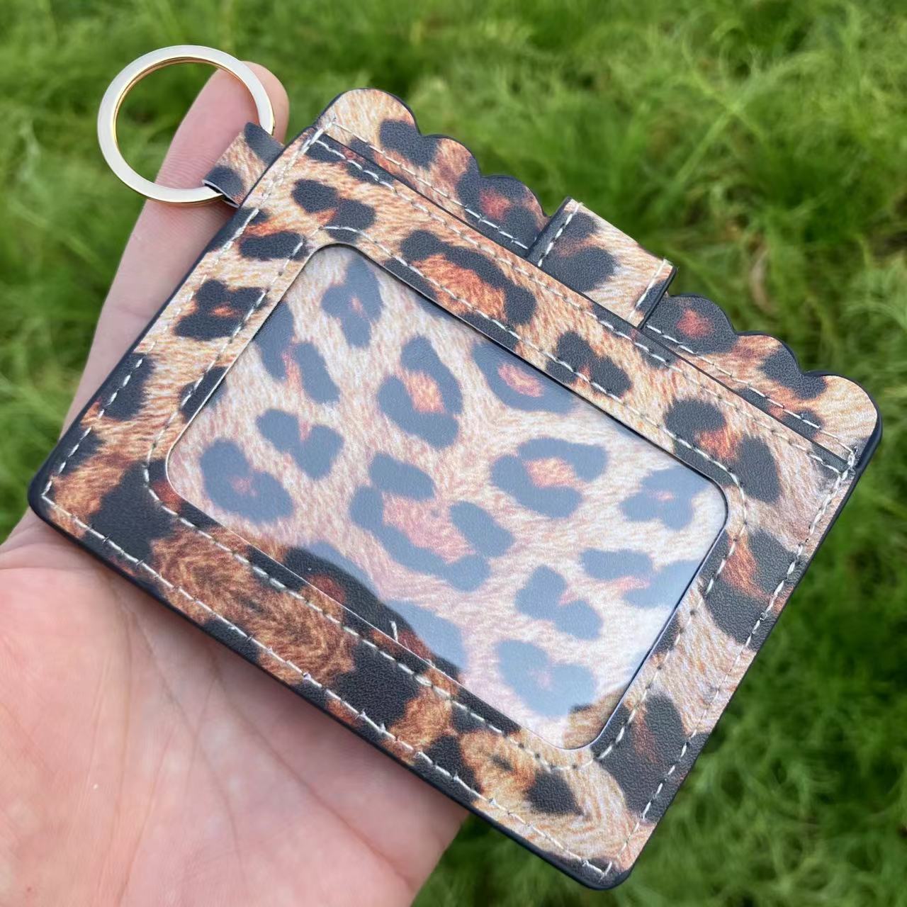 Leopard/Flower/butterfly Patterns Women Slim Credit Card Holder Mini Front Pocket Wallet Coin Purse Keychain