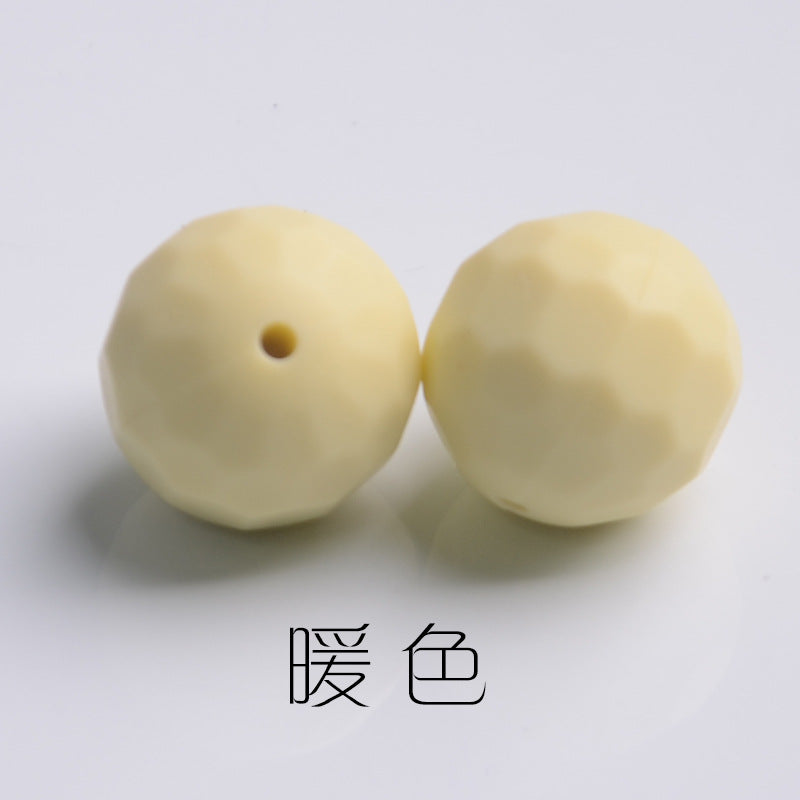 Faceted Round Shape 15mm Silicone Beads