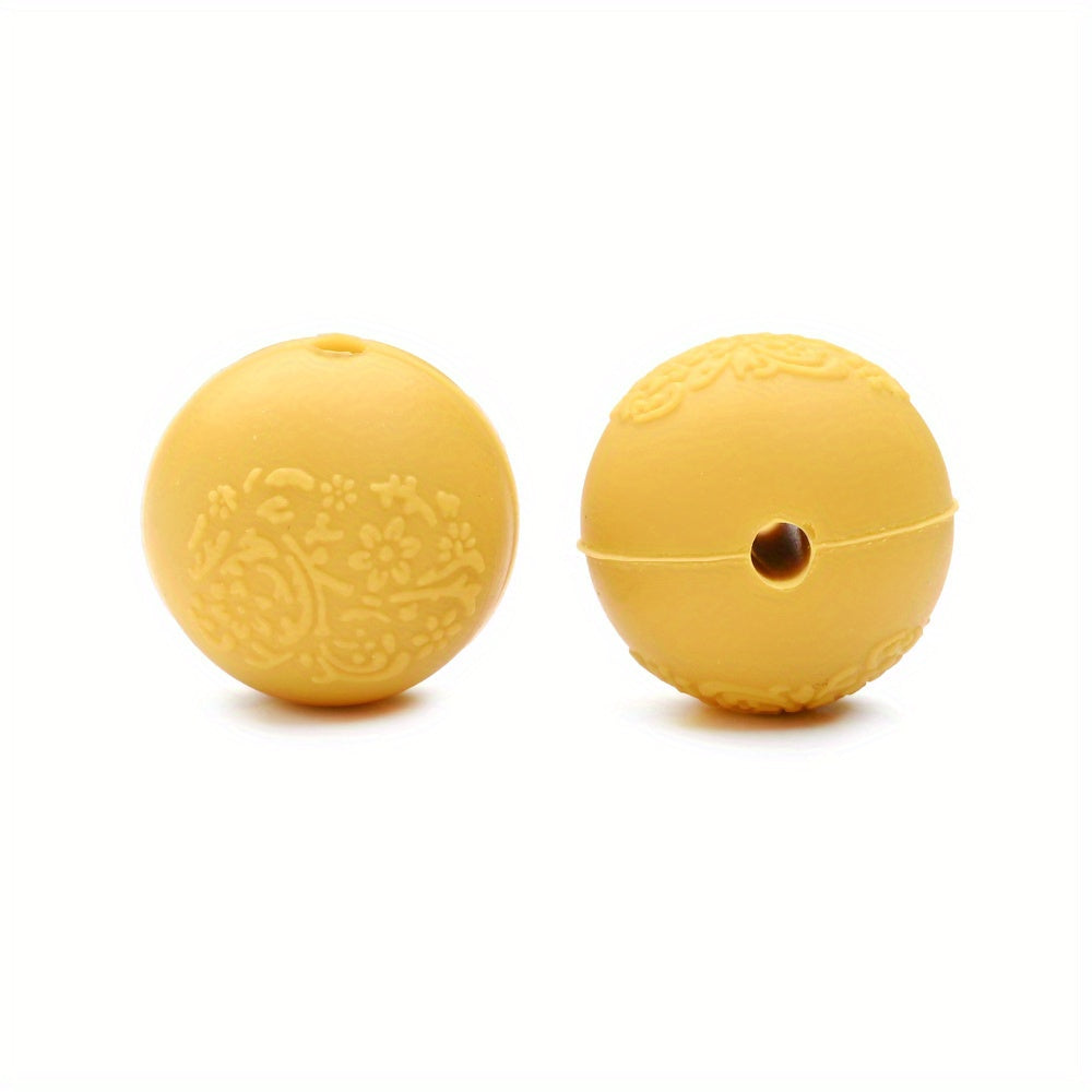 15mm Silicone Embossed Decorative Round Beads for DIY stuff beadable pen.Jewelry Making, Necklaces, Bracelets, Keychains, Handicraft Materials