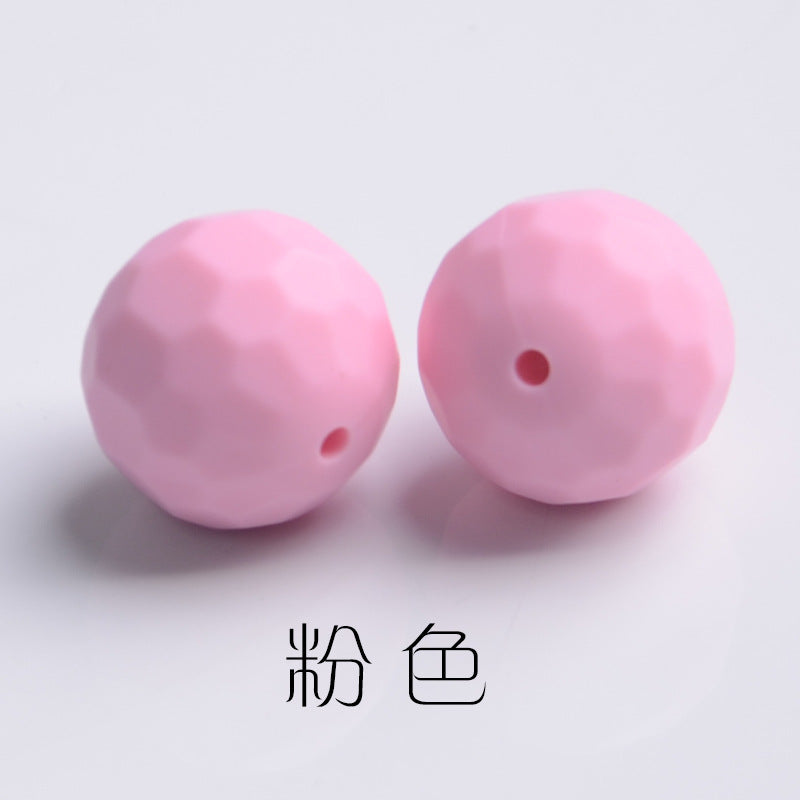 Faceted Round Shape 15mm Silicone Beads