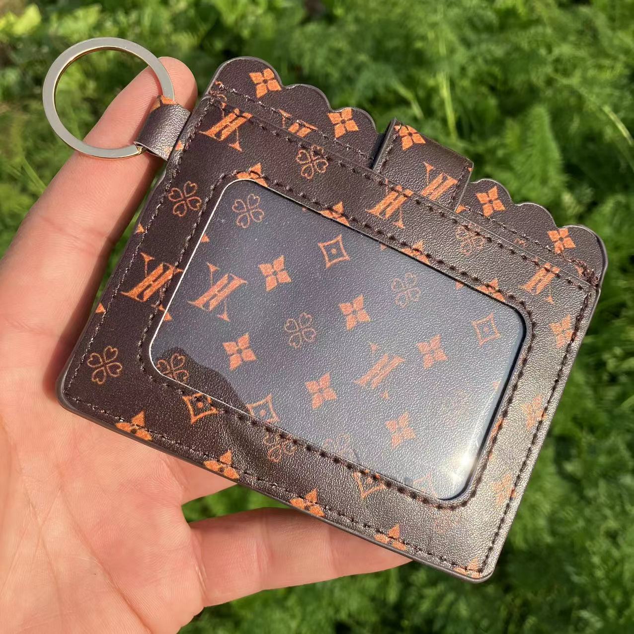 Leopard/Flower/butterfly Patterns Women Slim Credit Card Holder Mini Front Pocket Wallet Coin Purse Keychain