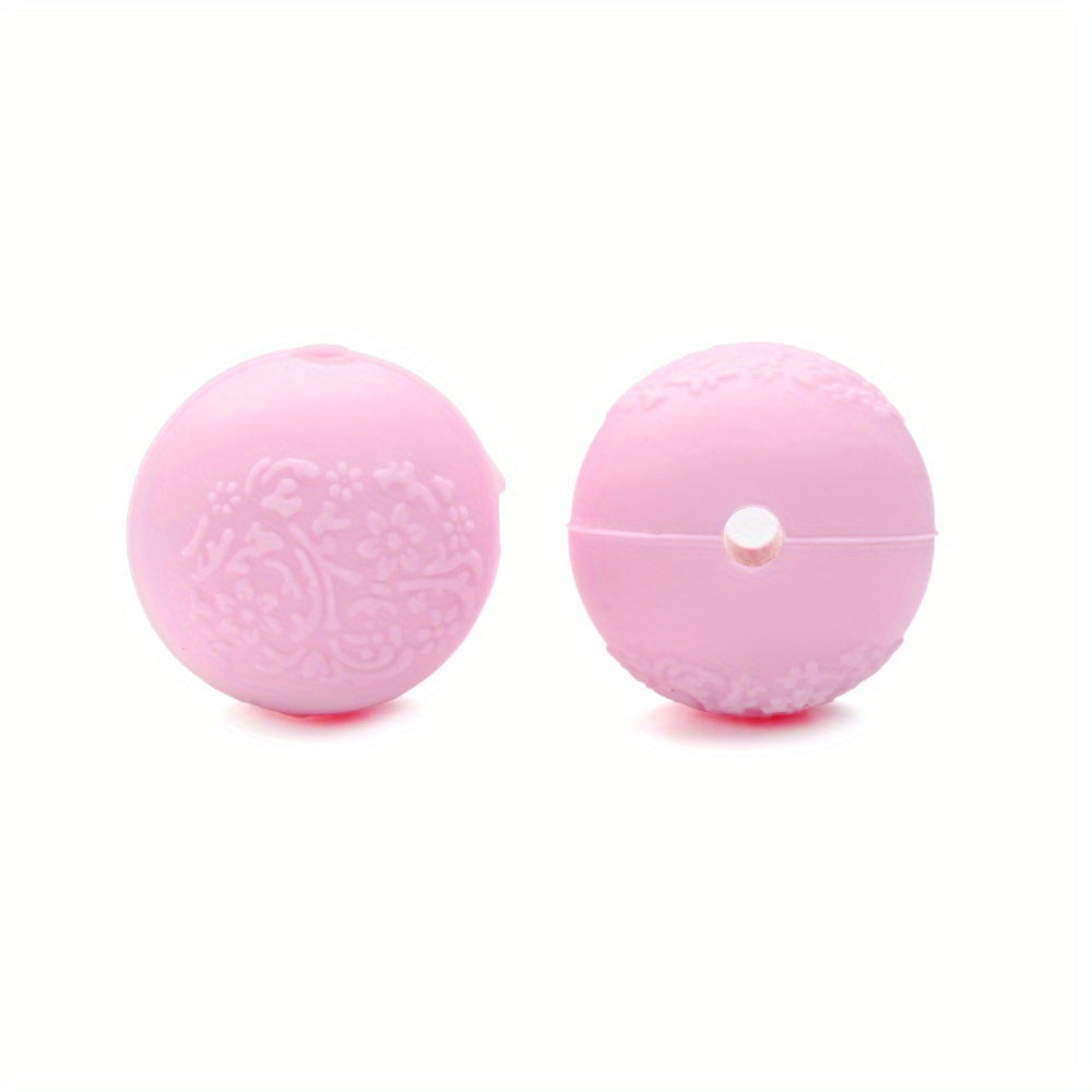 15mm Silicone Embossed Decorative Round Beads for DIY stuff beadable pen.Jewelry Making, Necklaces, Bracelets, Keychains, Handicraft Materials