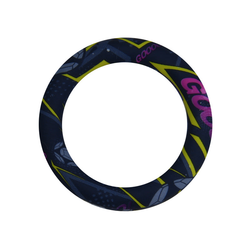 65mm Silicone Printed Ring, Round Silicone Solid Glitter Ring with 2 hole,Silicone beadable O rings,Silicone Loop for Car Hanging Charm Making