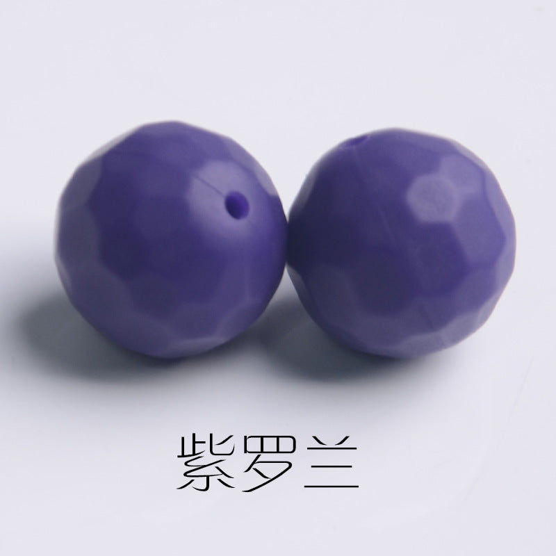 Faceted Round Shape 15mm Silicone Beads
