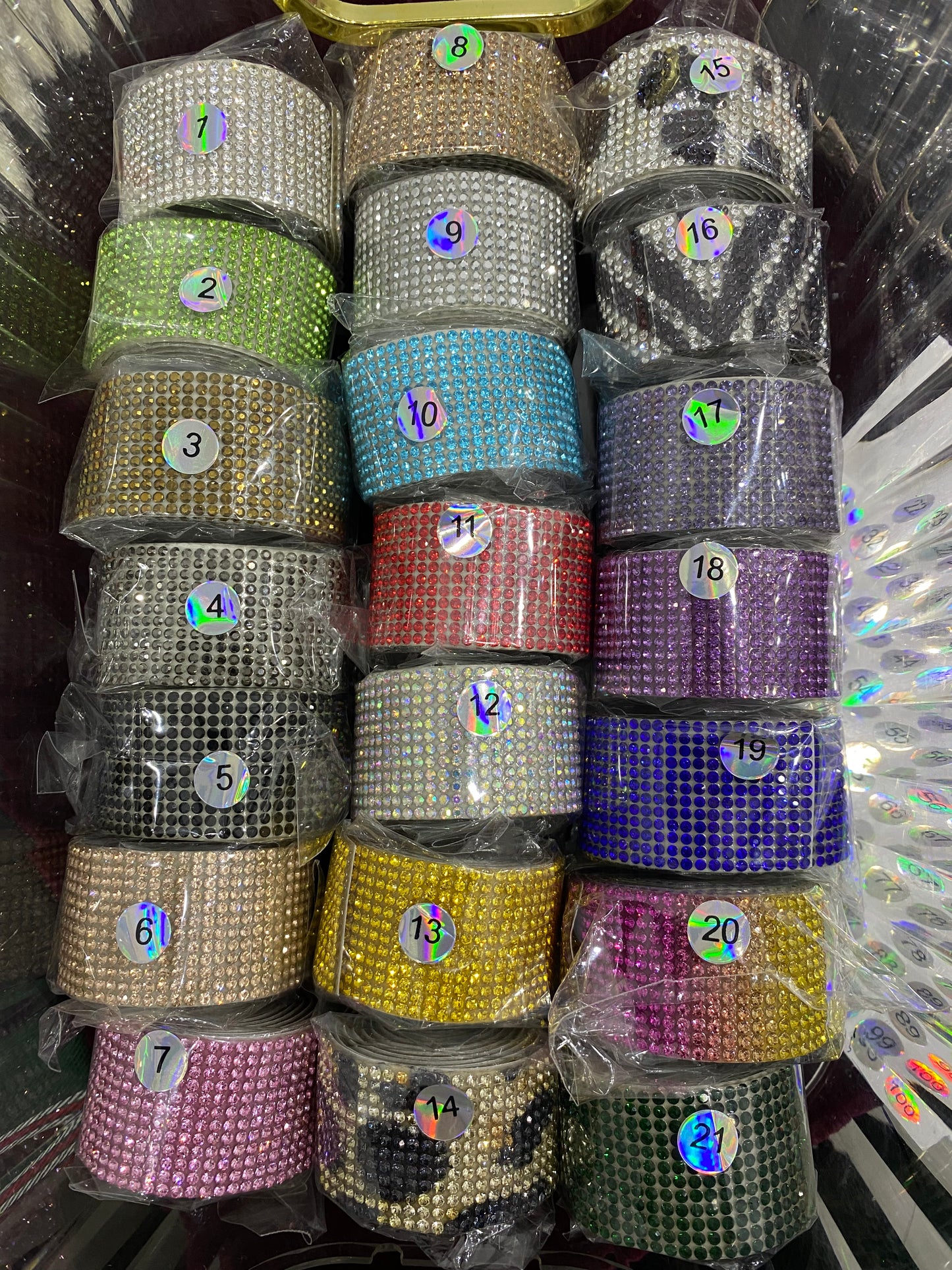 Self Adhesive Rhinestone Wrap Strip Roll Diamond Tape 1 Yard (91.44cm) 12 Row Super Sparkly Crystal For DIY Making