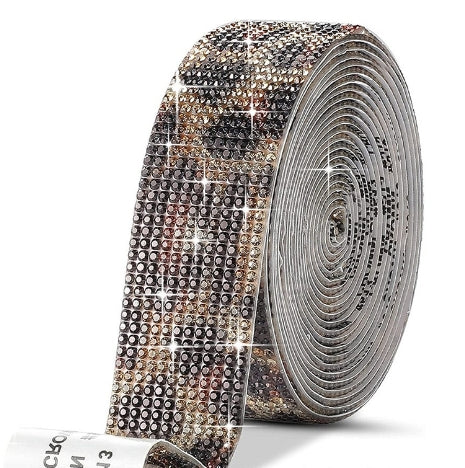 Self Adhesive Rhinestone Wrap Strip Roll Diamond Tape 1 Yard (91.44cm) 12 Row Super Sparkly Crystal For DIY Making