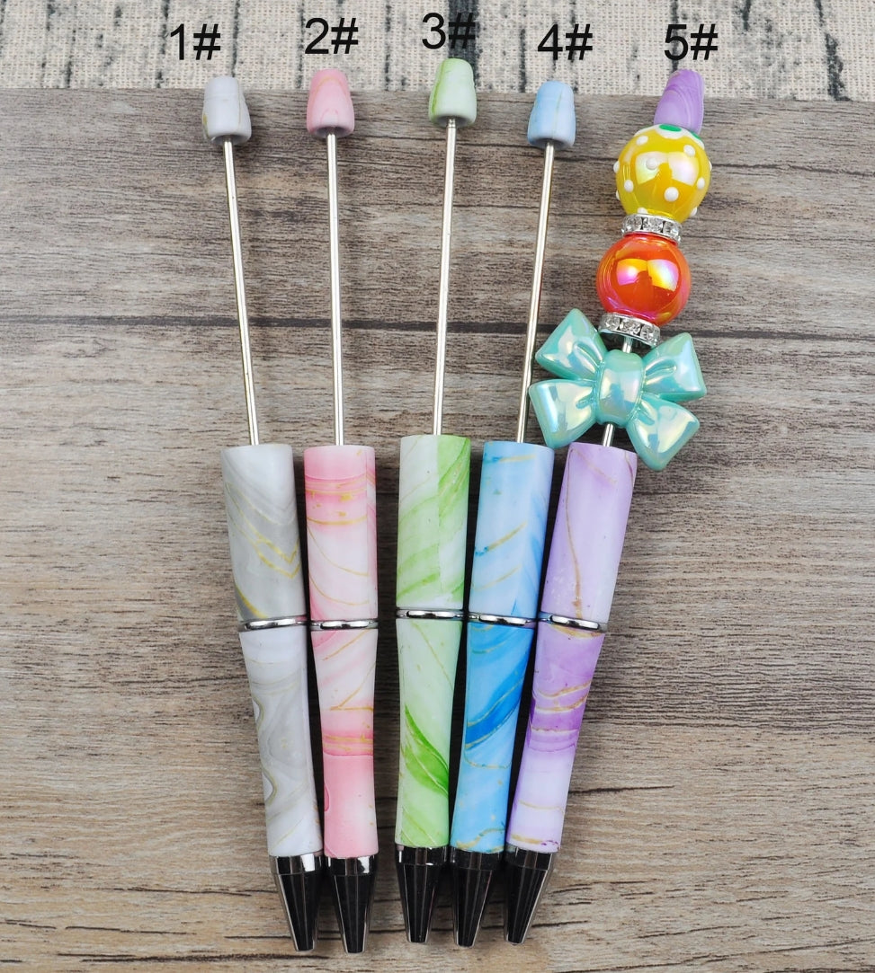 10 Pieces Printed DIY Beadable Pens Ballpoint Pens