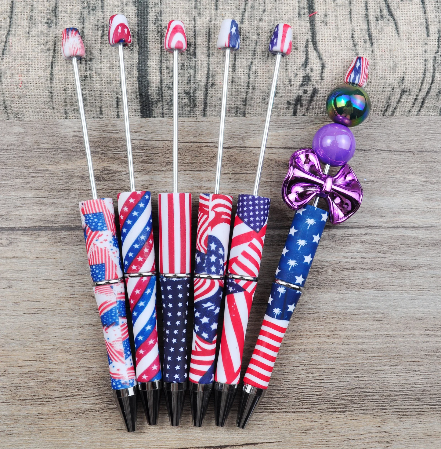 10 Pieces Printed DIY Beadable Pens Ballpoint Pens