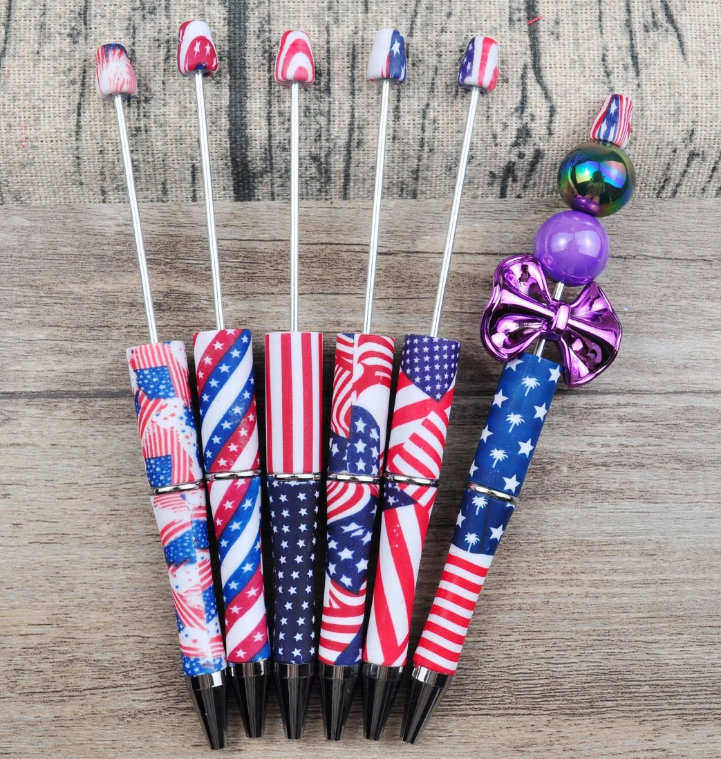 10 Pieces Printed DIY Beadable Pens Ballpoint Pens