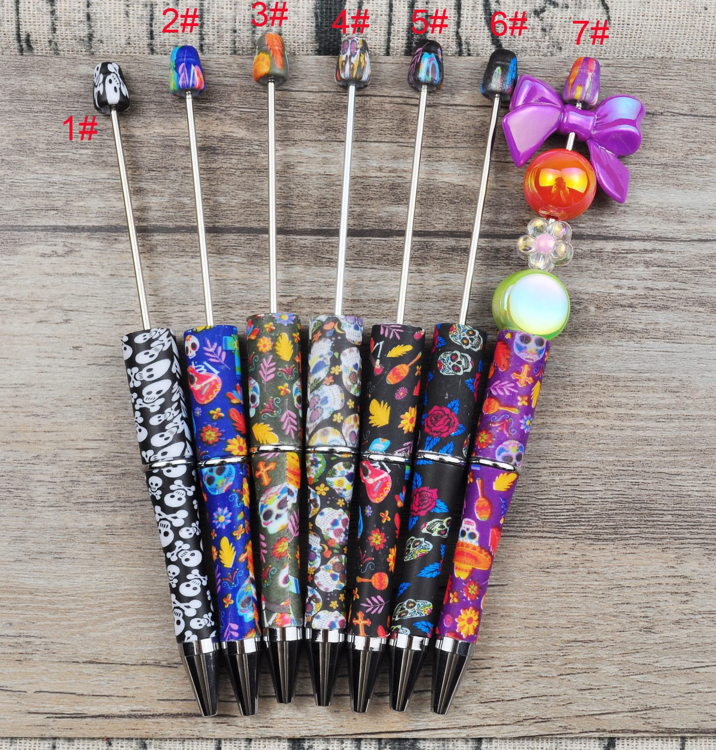 10 Pieces Printed DIY Beadable Pens Ballpoint Pens