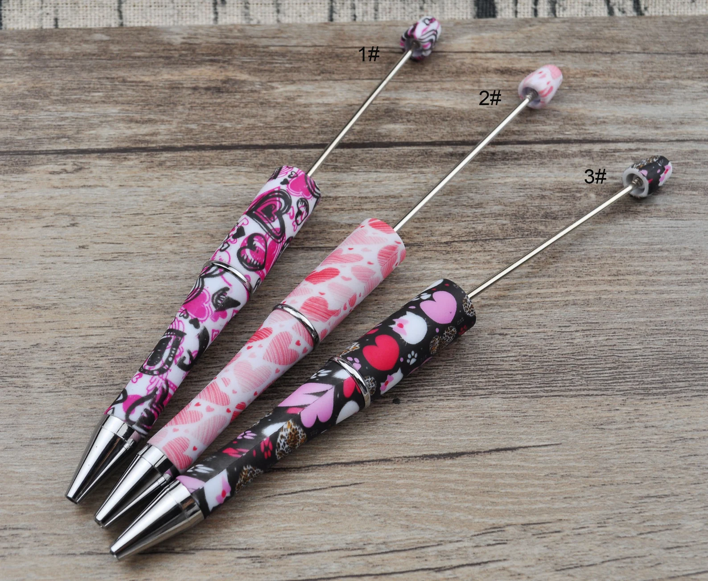 10 Pieces Printed DIY Beadable Pens Ballpoint Pens
